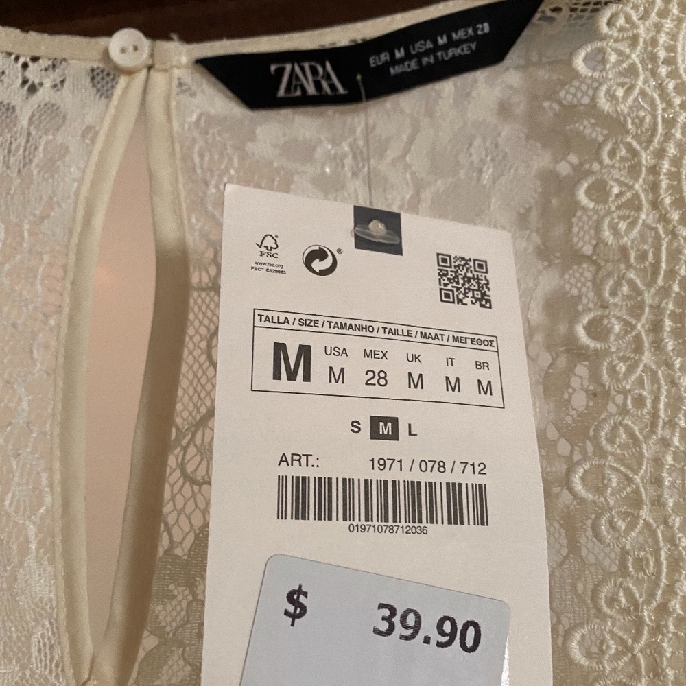 NWT ZARA TOP OFF WHITE  COLOR SIZE M - Picture 2 of 2